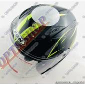 Шлем открытый   (mod:FX-512) (size:L,черный, желтый декор, ARROW)   FGN