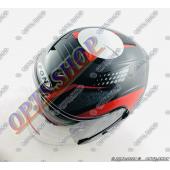 Шлем открытый   (mod:FX-512) (size:XL,черный, красный декор, ARROW)   FGN