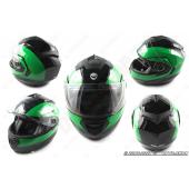 Шлем трансформер   (mod:FL258) (size:XL, черно-зеленый)   HELMO