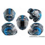 Шлем трансформер   (size:ХХL, сине-черный + солнцезащитные очки)   LS-2